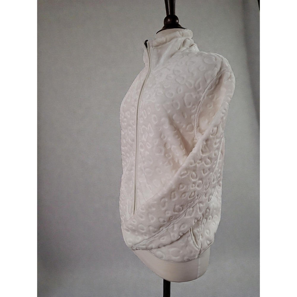 Classic Concepts Cream Embossed Fleece Zip Up Jacket reversible size L - Picture 6 of 11